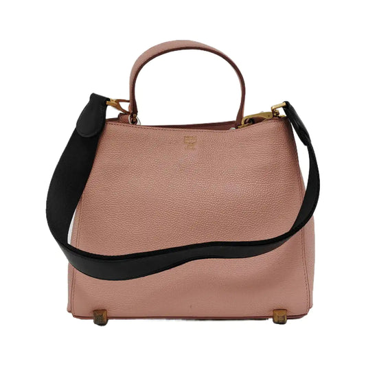 MCM Tote bag Pink Leather Studs Single Shoulder Bag Tote Bag Golden hardware Removable shoulder strap-(SKU)-944137906