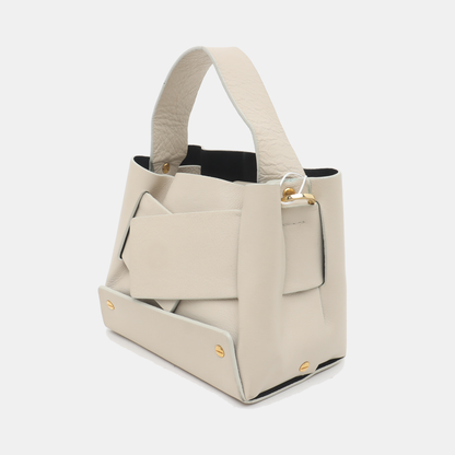 Yuzefi Beige Leather Single Shoulder Bag Golden hardware Removable shoulder strap-(SKU)-937551910