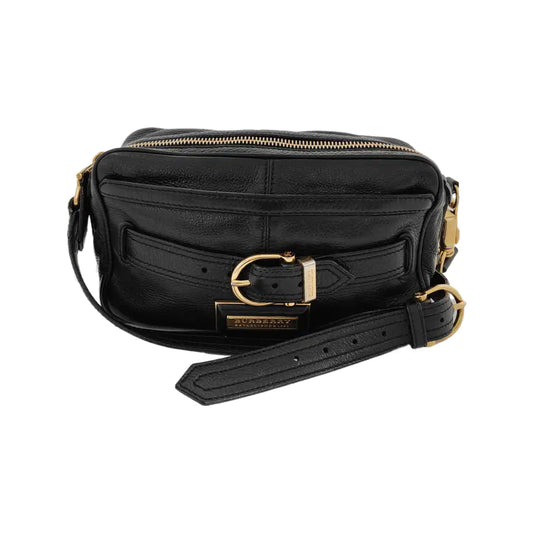 BURBERRY Black Leather Single Shoulder Bag Golden hardware-(SKU)-945938480