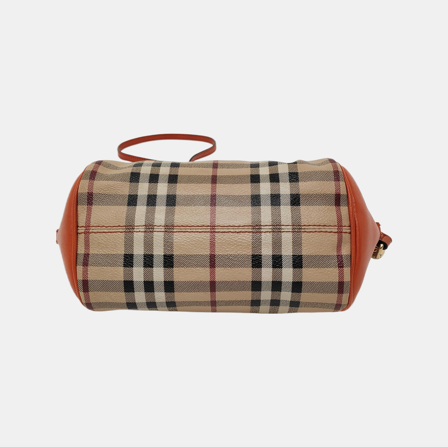 BURBERRY Beige Coated Canvas Warhorse Plaid Single Shoulder Bag Clutch Crossbody Golden hardware Removable shoulder strap-(SKU)-941127528