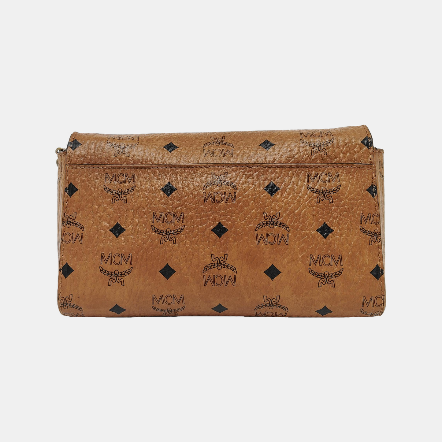 MCM MILLIE  Medium size Cognac coated canvas monogram laurel buckle shoulder bag/crossbody bag Golden hardware Removable shoulder strap-(SKU)-944137648