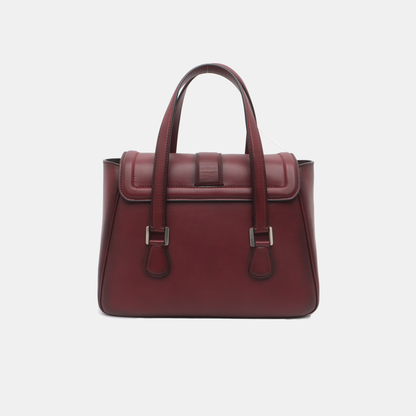 MICHAEL KORS Burgundy Leather Handbag Silver Hardware-(SKU)-937439090