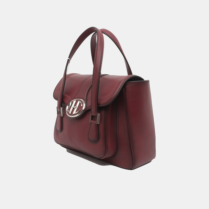 MICHAEL KORS Burgundy Leather Handbag Silver Hardware-(SKU)-937439090