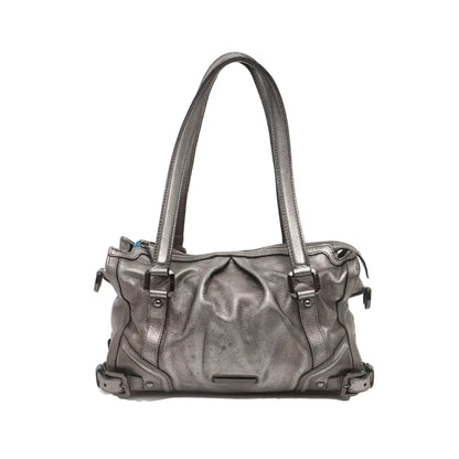 BURBERRY Silver Cowhide Single Shoulder Bag Crossbody Tote Bag Black hardware Removable shoulder strap-(SKU)-938135515