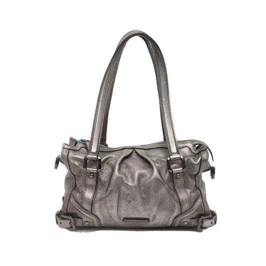 BURBERRY Silver Cowhide Single Shoulder Bag Crossbody Tote Bag Black hardware Removable shoulder strap-(SKU)-938135515