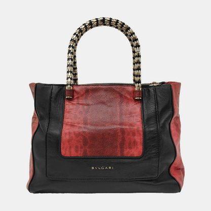 BVLGARI SERPENTI SCAGLIE Black cowhide tote bag Golden hardware-(SKU)-941127569
