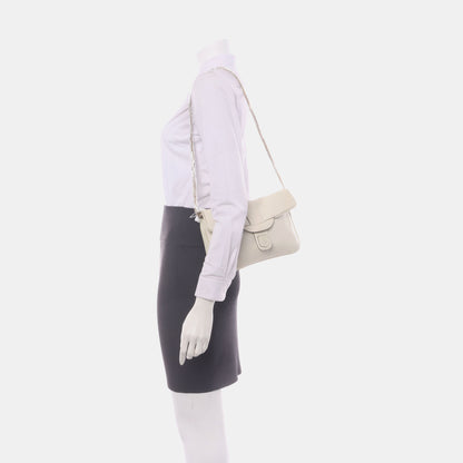 CELINE White Leather Single Shoulder Bag Golden hardware Removable shoulder strap-(SKU)-932491482