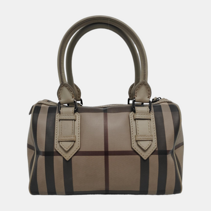 BURBERRY Gray coated canvas handbag, crossbody bag Silver Hardware-(SKU)-945698087