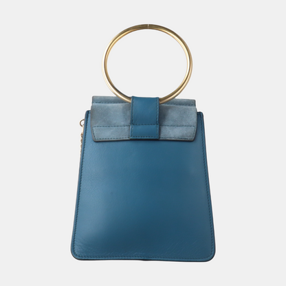 Chloé Faye Small size Blue cowhide single shoulder bag Golden hardware Removable shoulder strap-(SKU)-14470183
