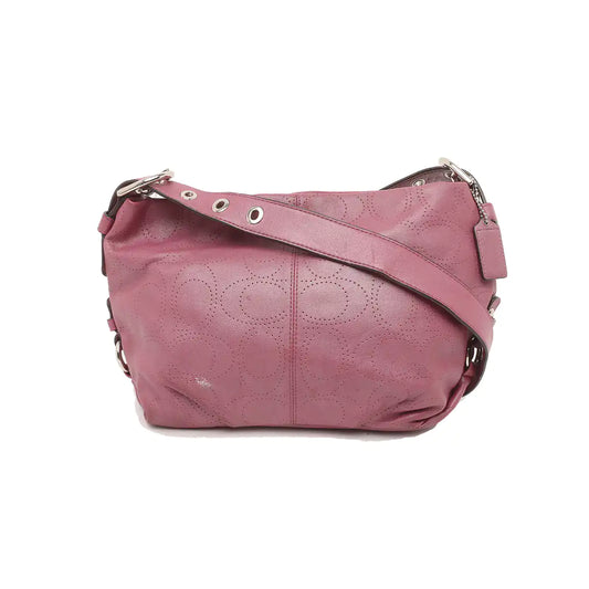 COACH Fuchsia Leather Cut-Out Sling Bag Silver Hardware Removable shoulder strap-(SKU)-928562151