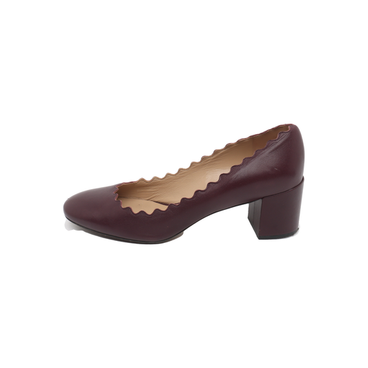 Chloé 36.5code Beige Purple Leather Women's Mid-Heel Shoes-(SKU)-931056943