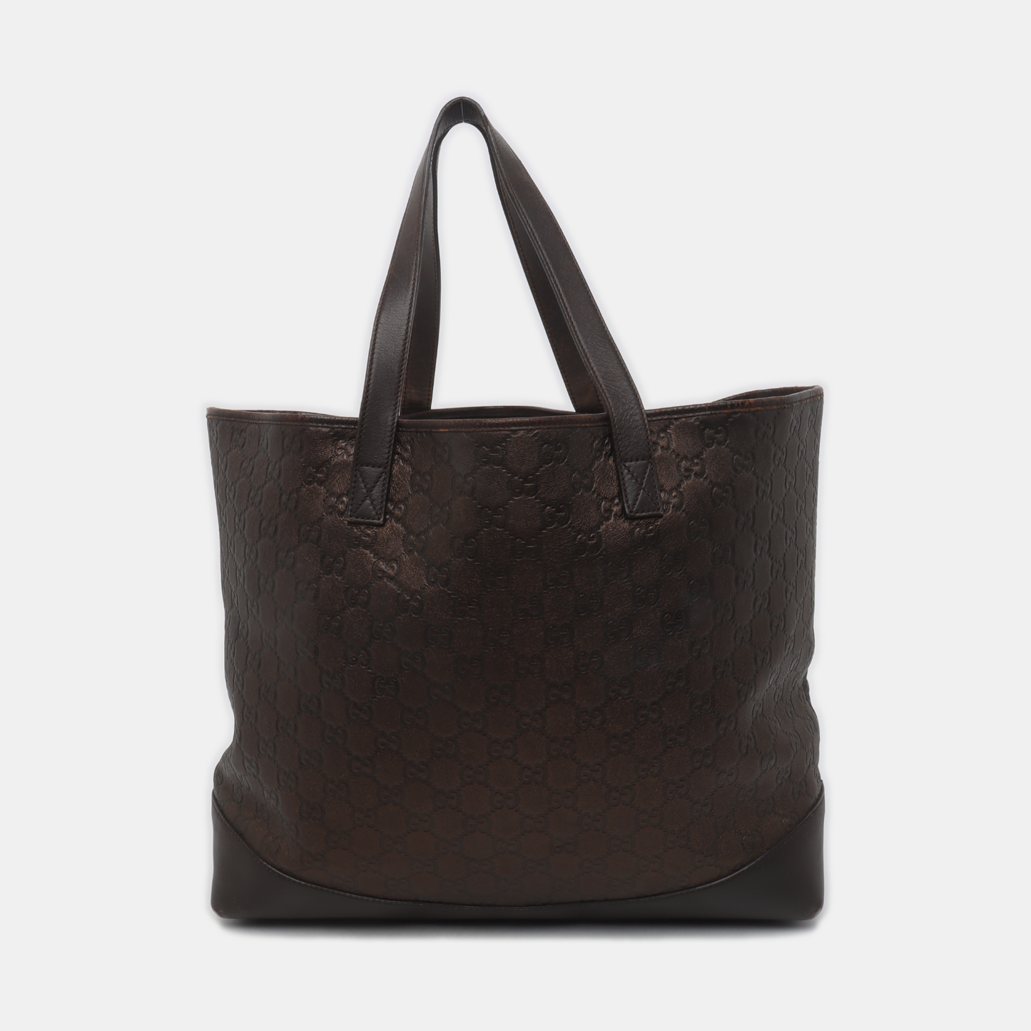 GUCCI Tote bag Dark Brown Cowhide Monogram Crumpled Single Shoulder Bag, Handbag Silver Hardware-(SKU)-929188415