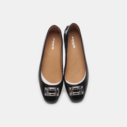 COACH 35.5code Women's Low Heel Leather Shoes Black Spring-(SKU)-14477491