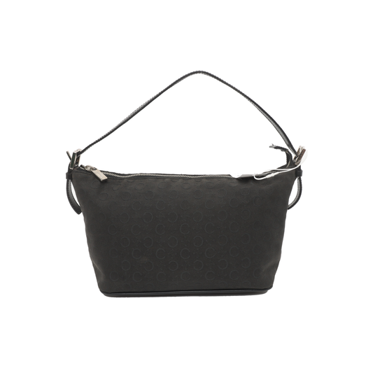 CELINE Black Fabric Triumph Handbag Single Shoulder Bag Silver Hardware Removable shoulder strap-(SKU)-934885209
