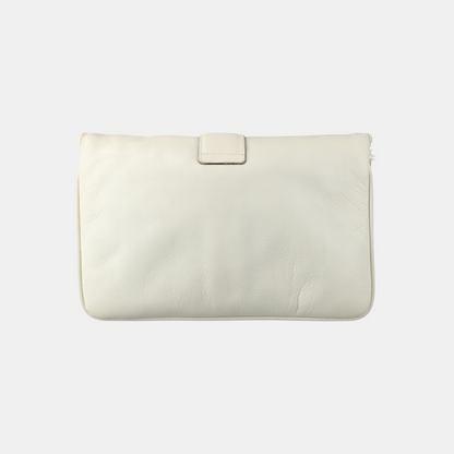 CELINE White Leather Single Shoulder Bag Golden hardware Removable shoulder strap-(SKU)-932491482