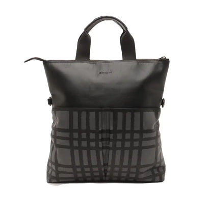 COACH Dark Gray Coated Canvas Single Shoulder Bag Tote Bag Crossbody Bag Gold Black Hardware Removable shoulder strap-(SKU)-14059889