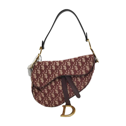 DIOR Saddle Small Burgundy Canvas Monogram Saddle Bag Crossbody Shoulder Bag with Gold Hardware Removable Strap-(SKU)-943857438
