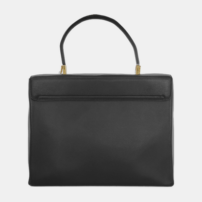 FERRAGAMO Kelly Black leather handbag Golden hardware-(SKU)-943448545