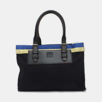 LOEWE Tote bag Black Fabric Single Shoulder Bag Handbag Silver Hardware shoulder straps-(SKU)-935826697