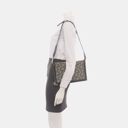 CELINE Gray Canvas Floral Single Shoulder Bag with Handbag Golden hardware Removable shoulder strap-(SKU)-937140931
