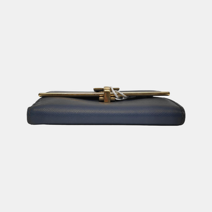FERRAGAMO Gancio Blue Cowhide Embossed Wallet Golden hardware-(SKU)-942092441