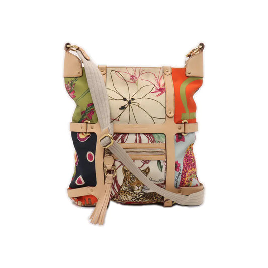 FERRAGAMO Multicolor Fabric Printed Shoulder Bag Golden hardware-(SKU)-940043574