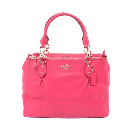 COACH Colette Fuchsia Leather Shoulder Tote Crossbody Bag Golden hardware Removable shoulder strap-(SKU)-931965984