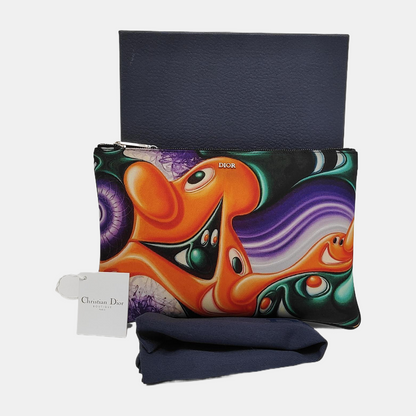 DIOR Multicolor Fabric Printed Handbag Clutch Silver Hardware Complete Accessories-(SKU)-944822771