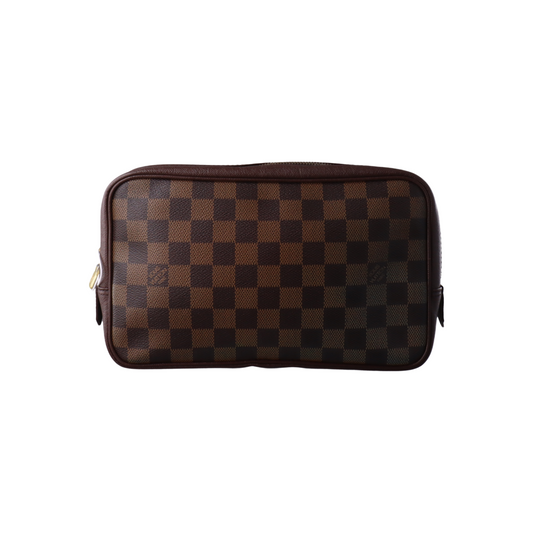 LOUIS VUITTON DAMIER EBENE Large size Brown Coated Canvas Checkered Handbag Golden hardware-(SKU)-930402933