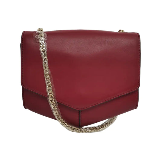 SANDRO Burgundy Cowhide Single Shoulder Bag Crossbody Bag Golden hardware-(SKU)-12943107