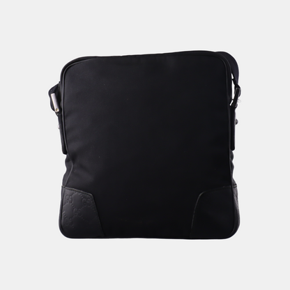 GUCCI Messenger Black fabric textured crossbody single shoulder bag Silver Hardware-(SKU)-928563851