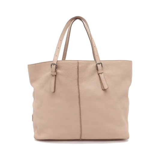 TOD'S Tote bag Nude Pink Leather Single Shoulder Bag Silver Hardware shoulder straps-(SKU)-934473034