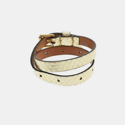 Alexander McQUEEN Gold Leather Alloy Bracelet Length41cm-(SKU)-929516837