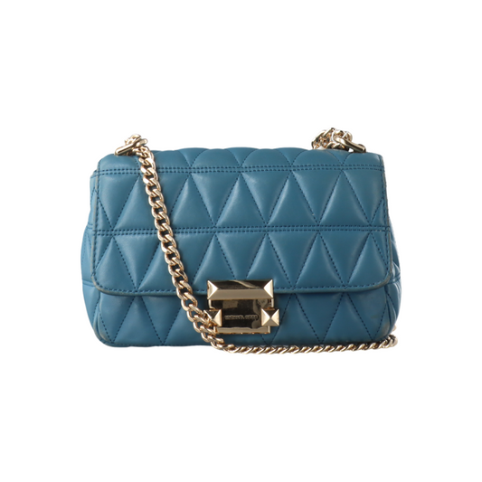 MICHAEL KORS Sloan Small size Blue Cowhide Quilted Crossbody Bag Single Shoulder Bag Golden hardware-(SKU)-12438263