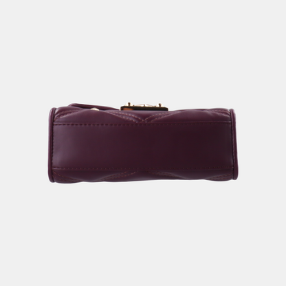 MICHAEL KORS Serena Medium size Burgundy Leather Quilted Shoulder Bag Crossbody Bag Golden hardware-(SKU)-14044778