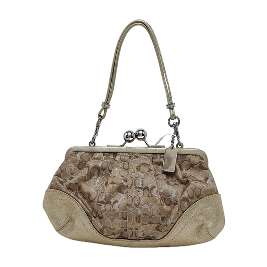 COACH Khaki Fabric Monogram Shoulder Bag Clutch Silver Hardware-(SKU)-943221482