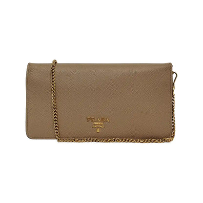 PRADA Khaki Calfskin Crossgrain Crossbody Bag Single Shoulder Bag Golden hardware Removable shoulder strap-(SKU)-941086582