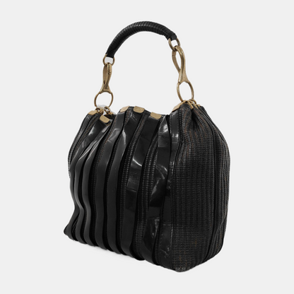 VERSACE Black Leather Single Shoulder Bag Handbag Golden hardware Removable shoulder strap-(SKU)-942991714
