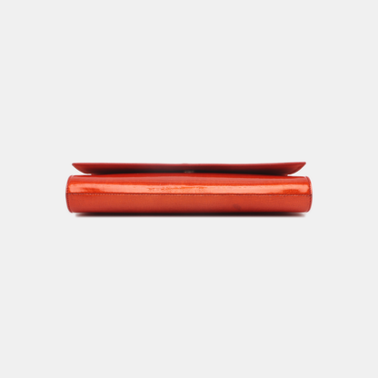 YSL BELLE JOUR Orange Leather Embossed Clutch Silver Hardware-(SKU)-13794790