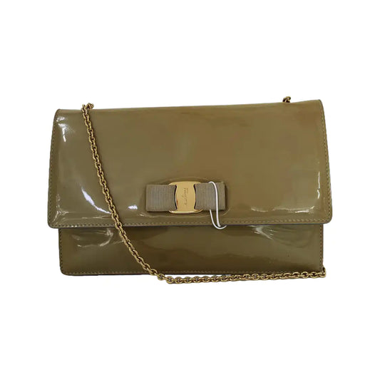 FERRAGAMO Ginny Green Cowhide Single Shoulder Bag Crossbody Golden hardware-(SKU)-942638146