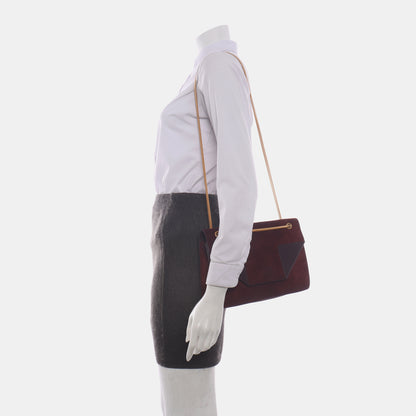 YSL VINTAGE BETTY Burgundy suede leather single shoulder bag crossbody bag Golden hardware-(SKU)-14285934