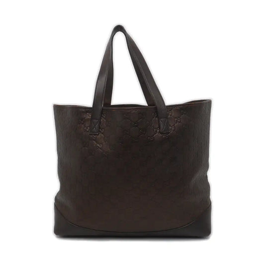 GUCCI Tote bag Dark Brown Cowhide Monogram Crumpled Single Shoulder Bag, Handbag Silver Hardware-(SKU)-929188415