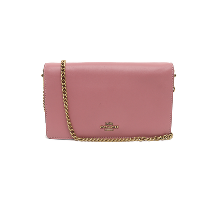 COACH CALLIE Small size Fuchsia Leather Carriage Single Shoulder Bag with Sling Golden hardware Removable shoulder strap-(SKU)-938185737
