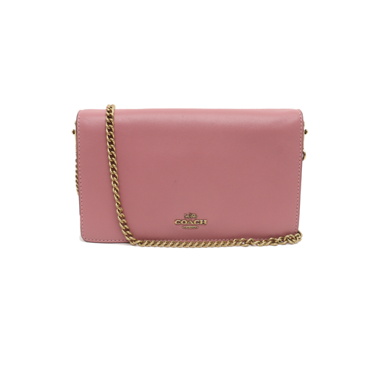 COACH CALLIE Small size Fuchsia Leather Carriage Single Shoulder Bag with Sling Golden hardware Removable shoulder strap-(SKU)-938185737