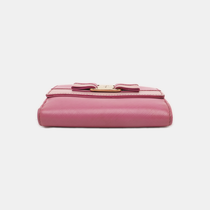 FERRAGAMO Vara Pink Leather Embossed Wallet Golden hardware-(SKU)-930486413
