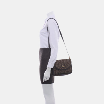 CELINE Brown Canvas Floral Crossbody Single Shoulder Bag Golden hardware Removable shoulder strap-(SKU)-13628676