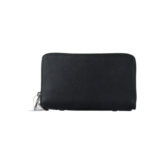COACH Black Leather Clutch Black hardware Vintage model-(SKU)-931190990