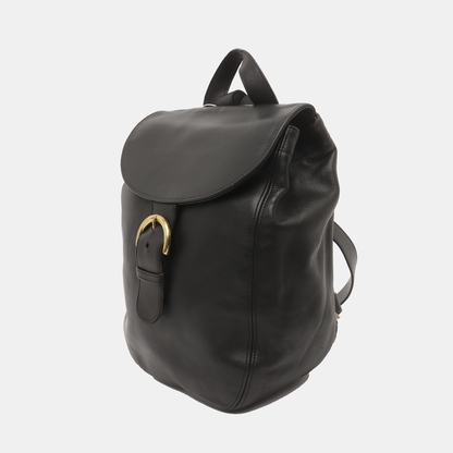 COACH Black Leather Backpack Tote Bag Golden hardware-(SKU)-930797685
