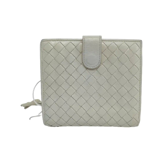 BOTTEGA VENETA White Cowhide Braided Wallet-(SKU)-945082548