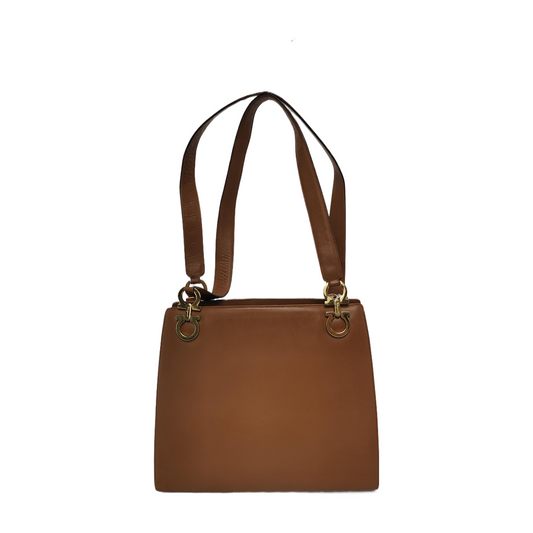 FERRAGAMO Tote bag Brown Cowhide Single Shoulder Bag Tote Golden hardware-(SKU)-941975755